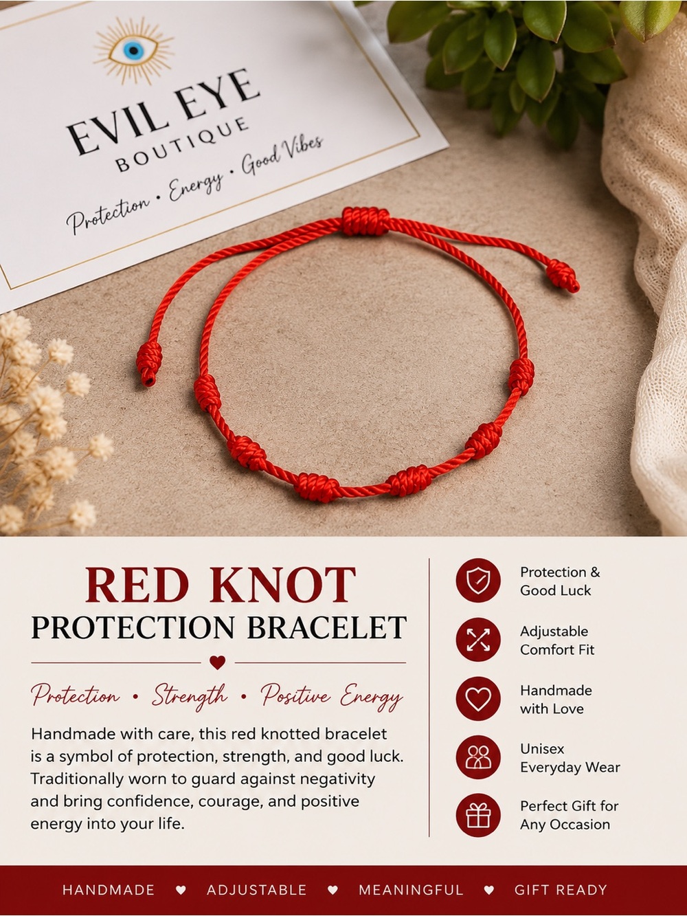 Evil Eye Boutique Red Knot Protection Bracelet